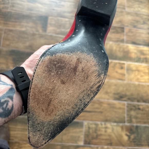 Larry Mahan Vintage Red and Yellow Western Cowgirl Flashy Boots 7.5B - Picture 4 of 8